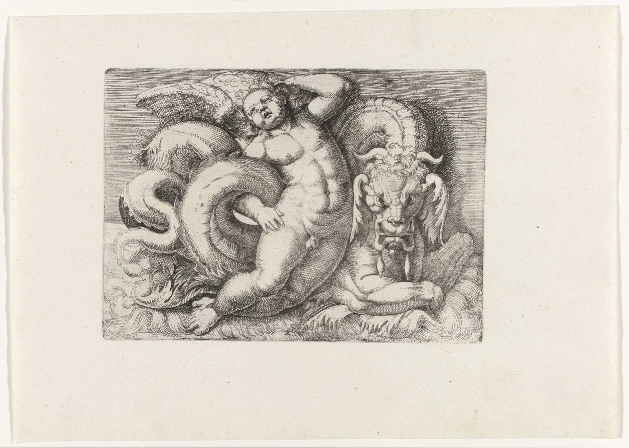 Putto reitet auf einem Seemonster von Giovanni Andrea Maglioli