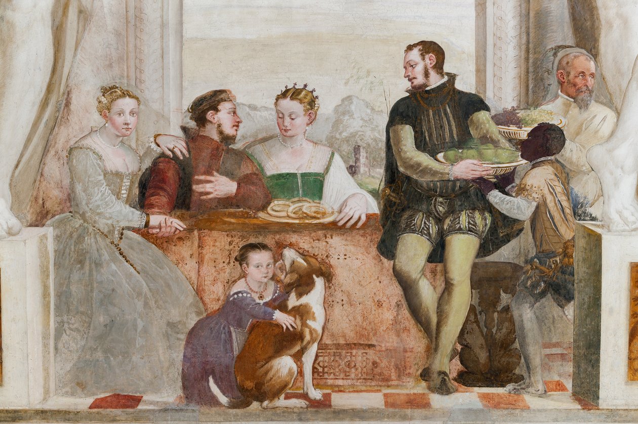 Das Bankett, Hauptsaal, ca. 1570 (Fresko) von Giovanni Antonio Fasolo