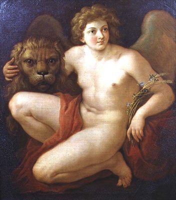 Frieden, der einen Löwenkopf hält von Giovanni Battista Cipriani