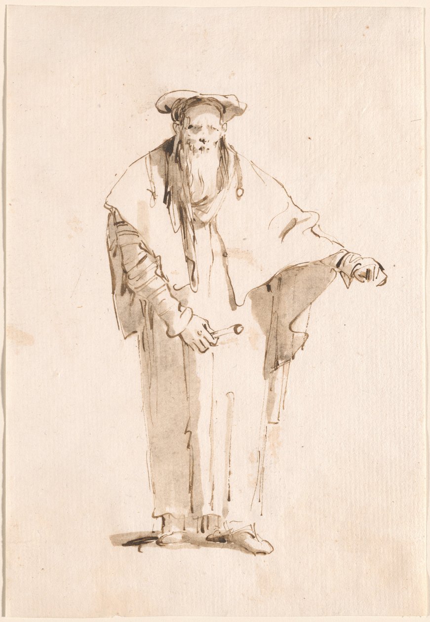 Ein stehender Orientale mit einem Stab von Giovanni Battista Tiepolo