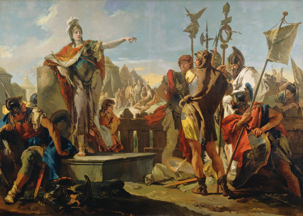 Königin Zenobia spricht zu ihren Soldaten, 1725-1730 von Giovanni Battista Tiepolo