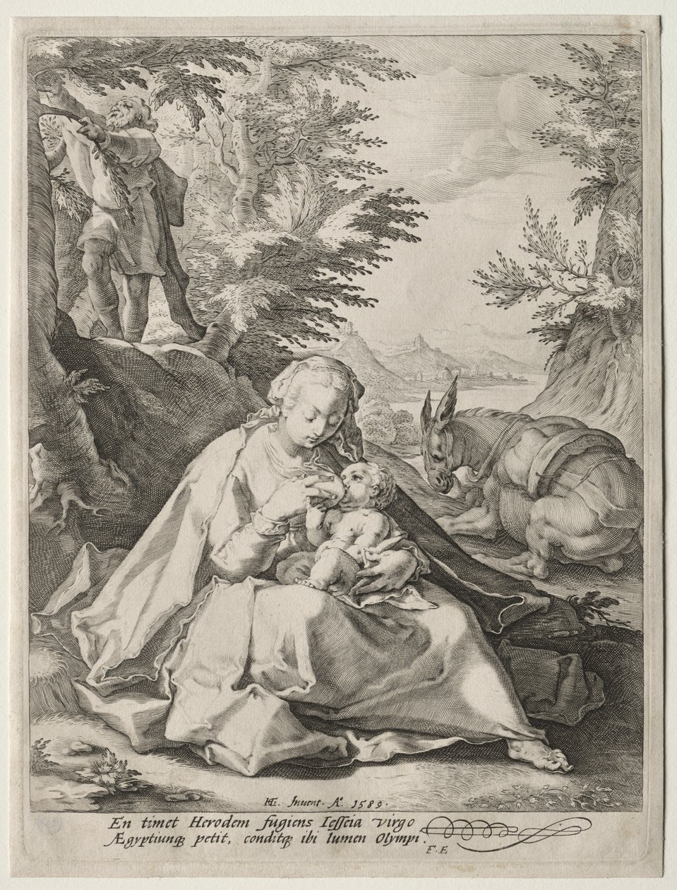 Ruhe auf der Flucht nach Ägypten von Giovanni Benedetto Castiglione