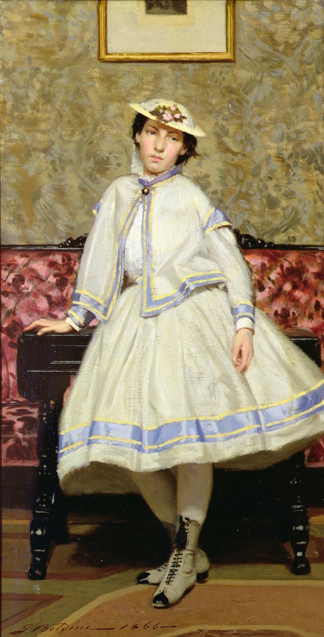 Alaide in Weiß gekleidet von Giovanni Boldini