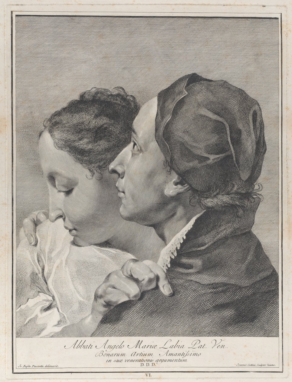Ein junger Mann umarmt ein Mädchen, 1743 von Giovanni Cattini