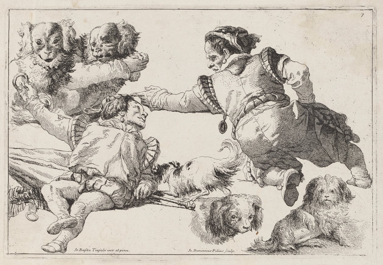 Zwerge und Hunde von Giovanni Domenico Tiepolo