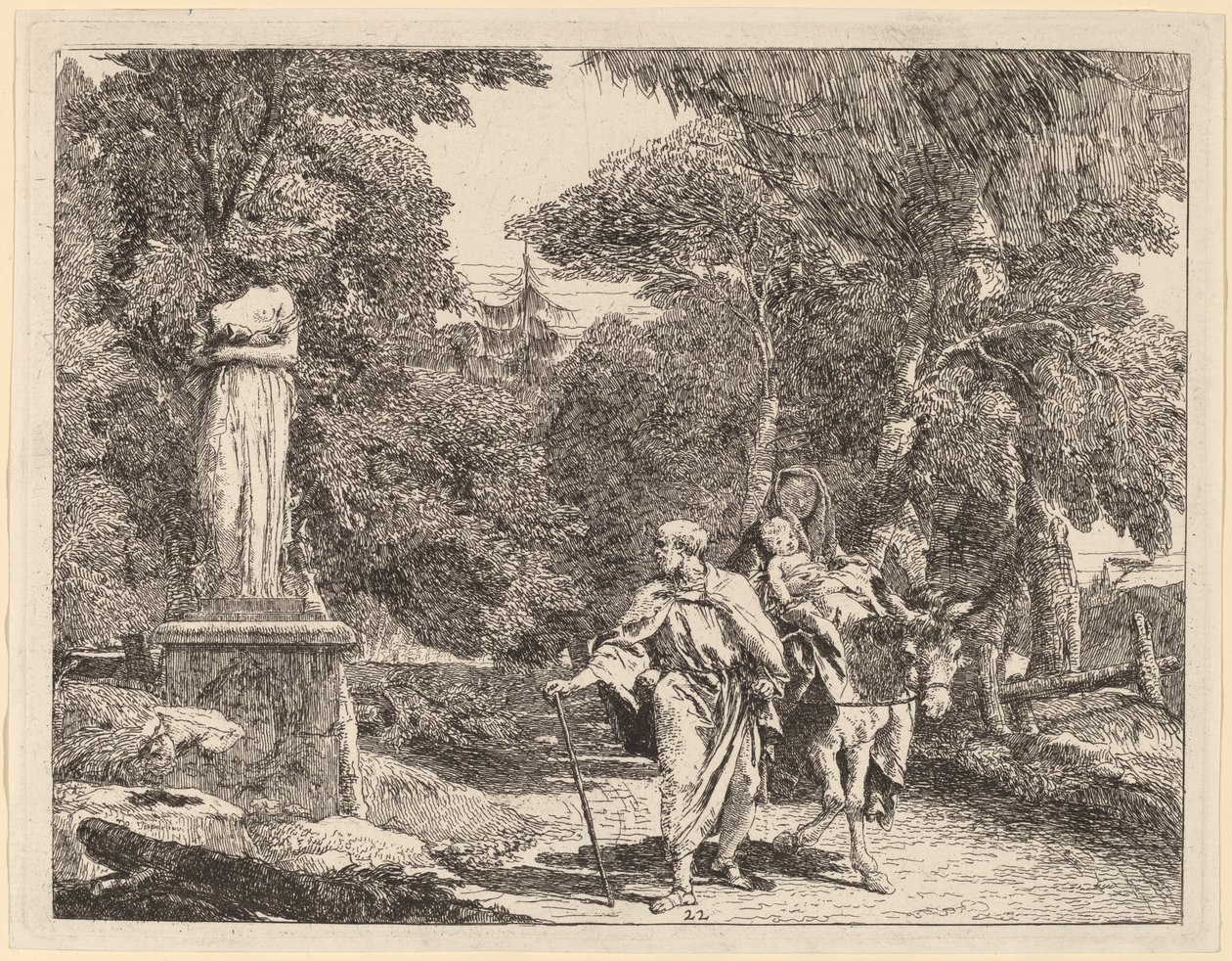 Das Ereignis des fallenden Götzenbildes von Giovanni Domenico Tiepolo