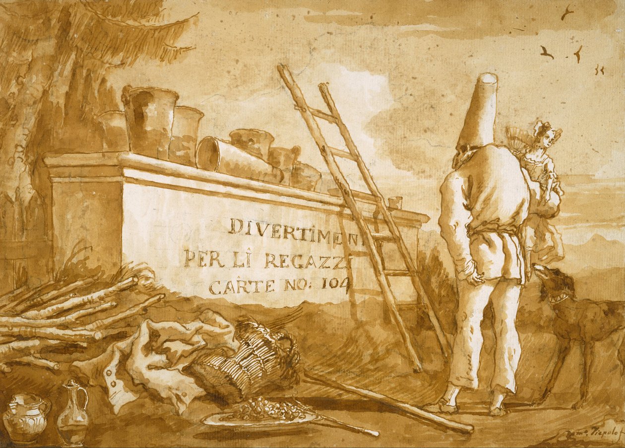 Titelseite zur Punchinello-Serie von Giovanni Domenico Tiepolo