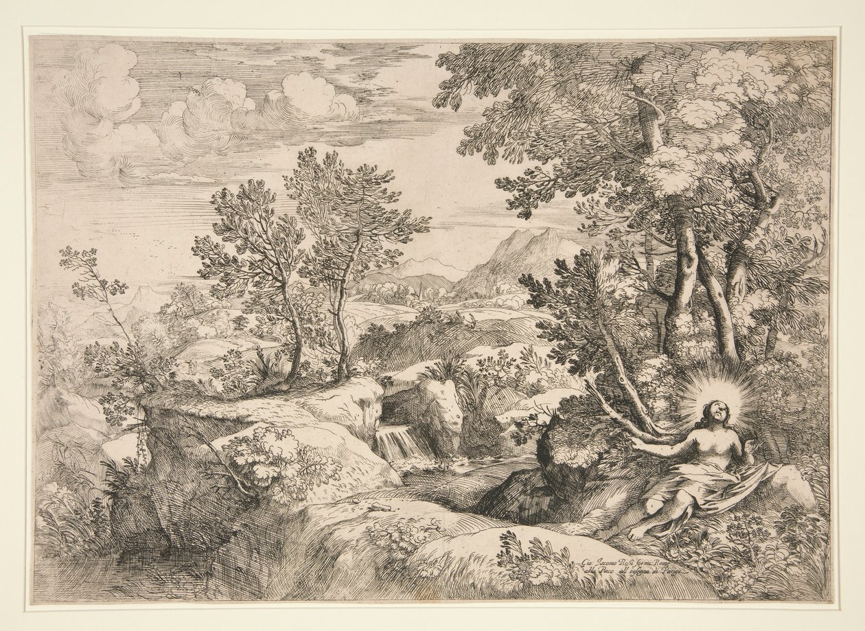 Maria Magdalena in einer Landschaft von Giovanni Francesco Grimaldi