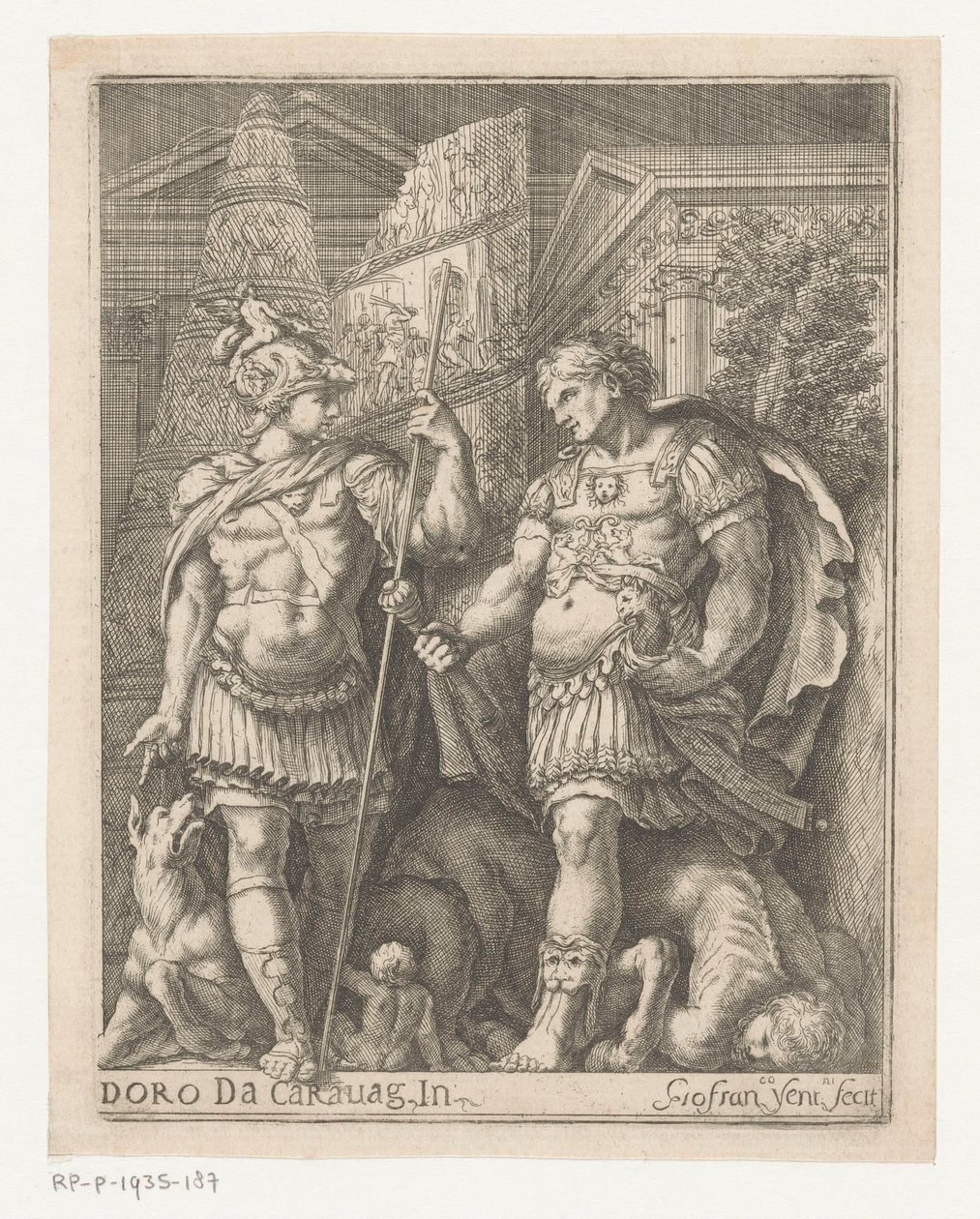 Zwei Soldaten in einer Stadt von Giovanni Francesco Venturini