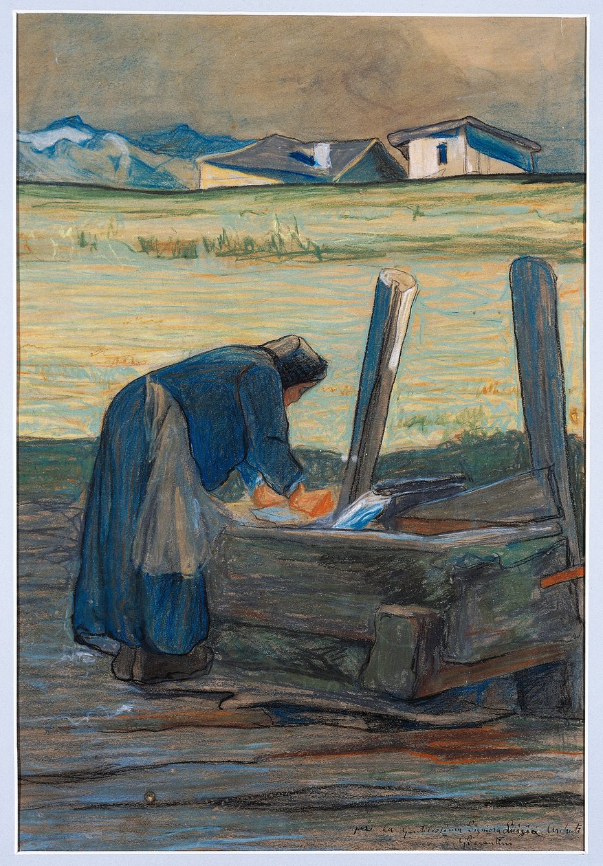 Wäscherin am Brunnen von Giovanni Segantini