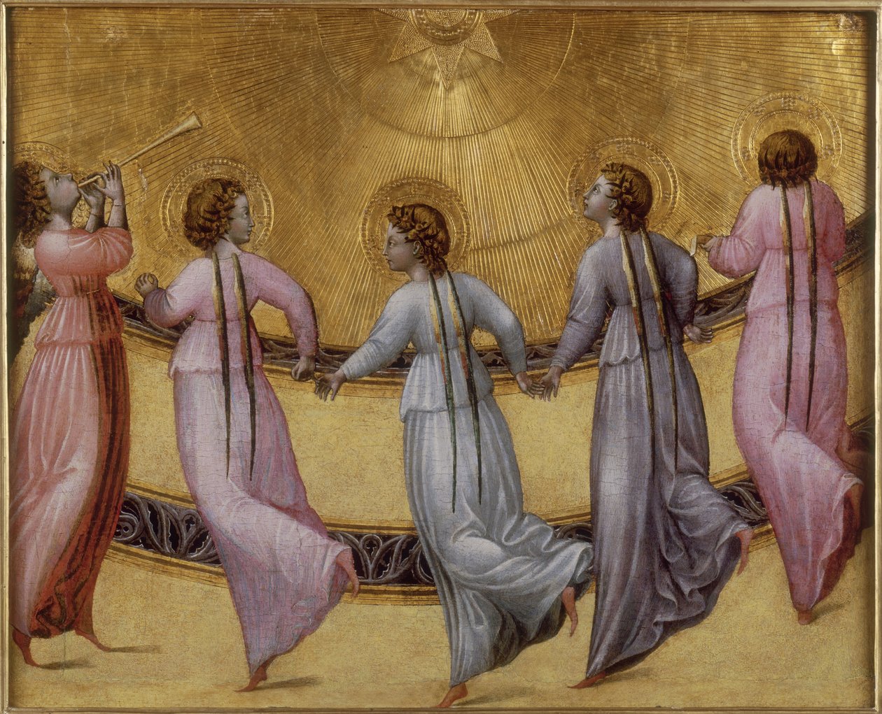 Fünf tanzende Engel, ca. 1436 von Giovanni di Paolo
