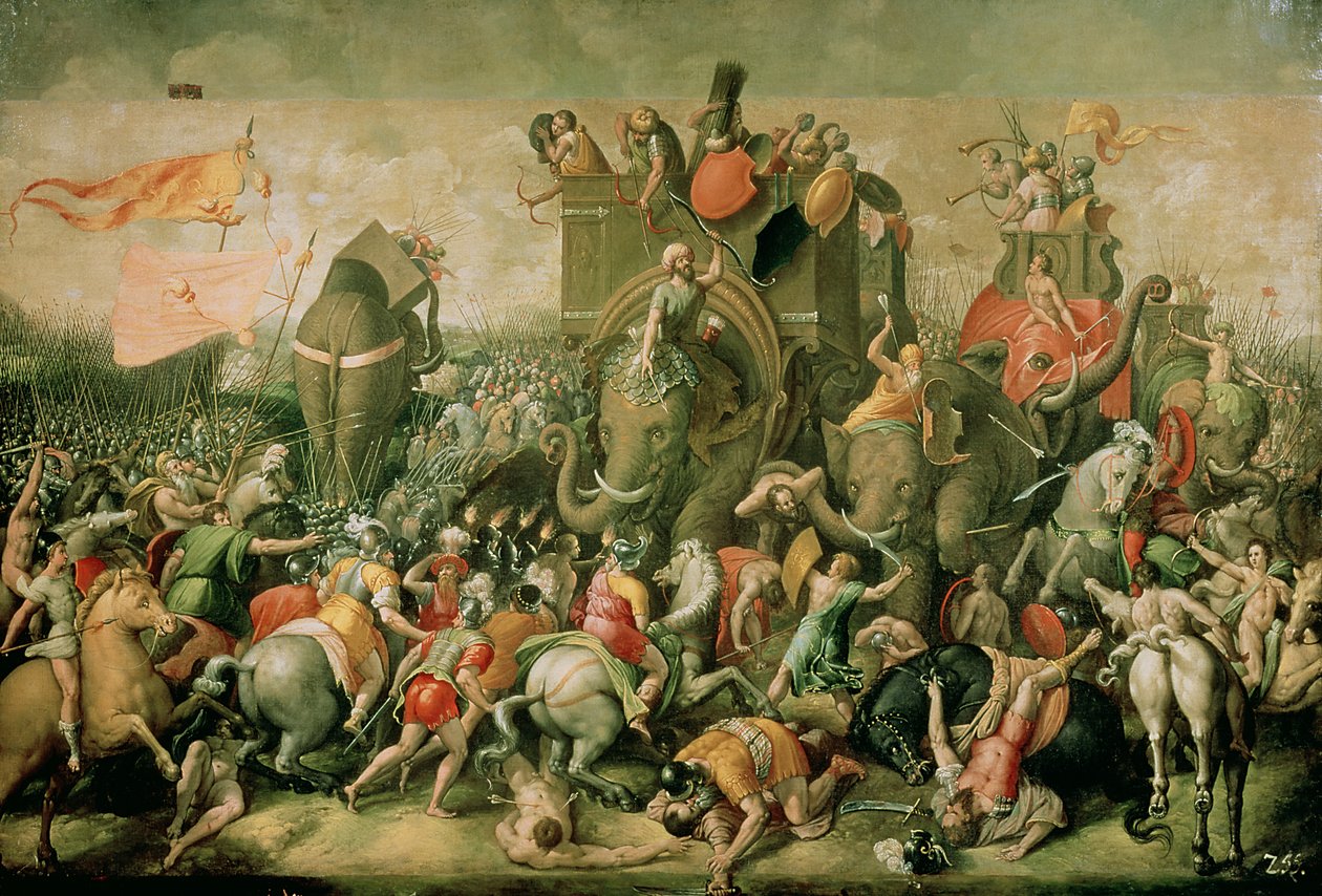 Die Schlacht von Zama, 202 v. Chr., 1570-80 von Giulio Romano