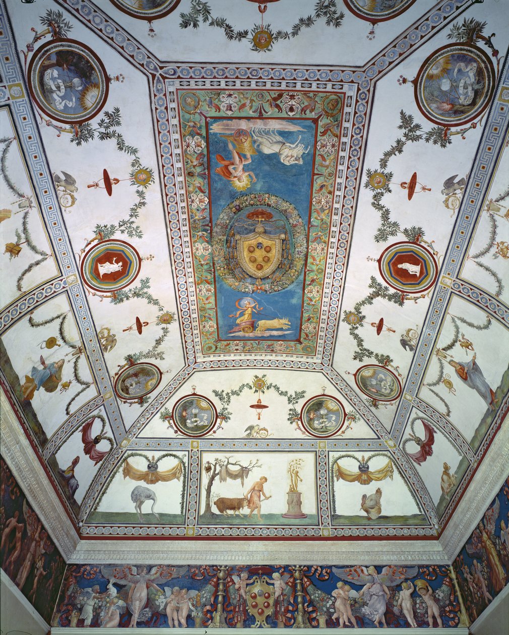 Die Camera con Fregio di Amorini (Detail der Decke) von Giulio Romano