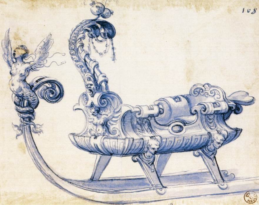 Skizze für einen Schlitten von Giuseppe Arcimboldo