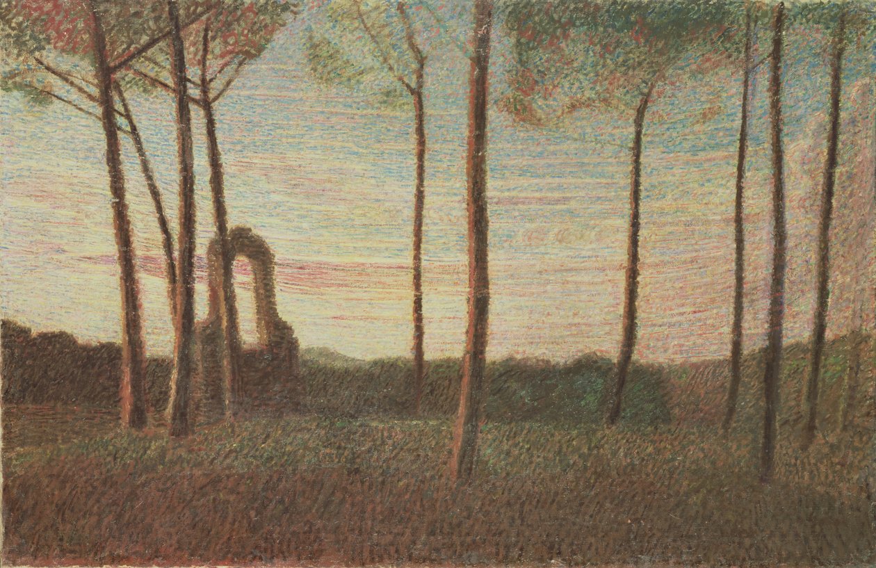 Landschaft der Villa Borghese, 1906 von Giuseppe Pellizza da Volpedo