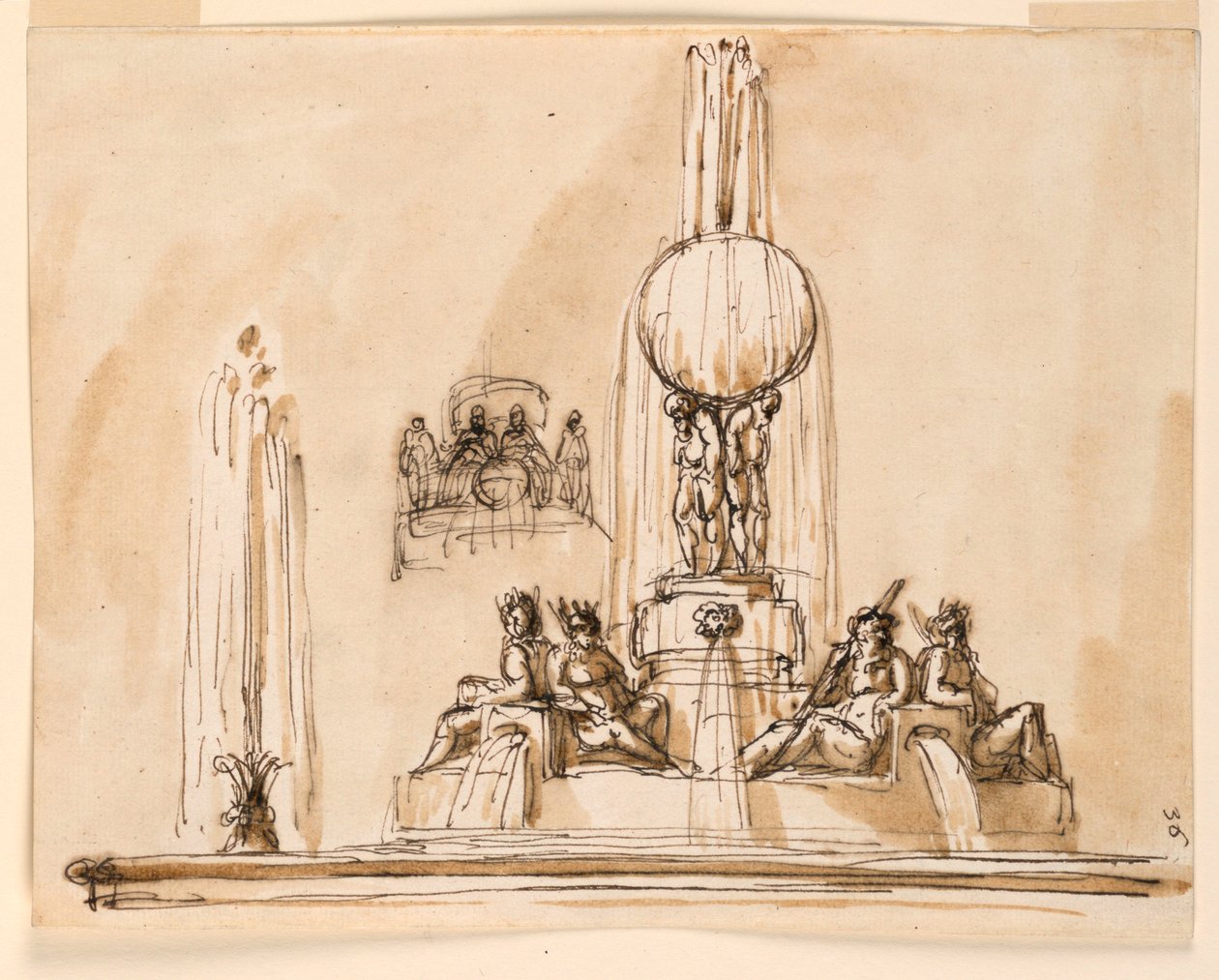Ansicht eines Brunnens von Giuseppe Barberi