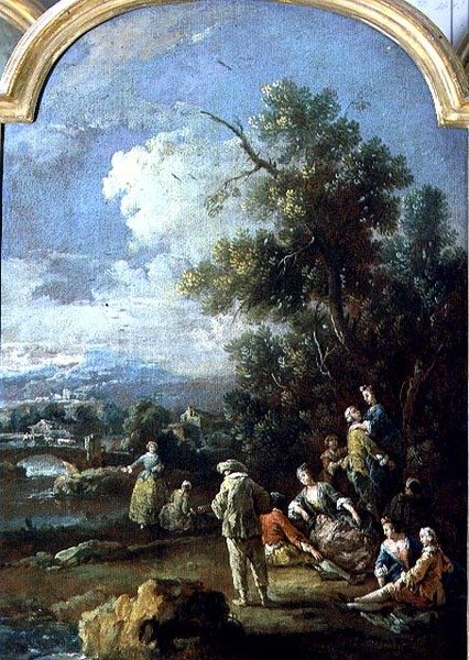 Pierrot und Paare von Giuseppe Zais