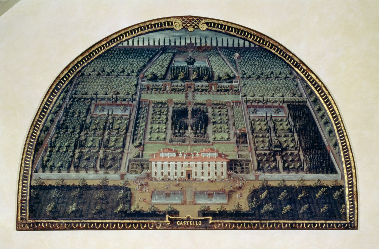 Villa di Castello aus einer Serie von Lunetten mit Ansichten der Medici-Villen, 1599 von Giusto Utens