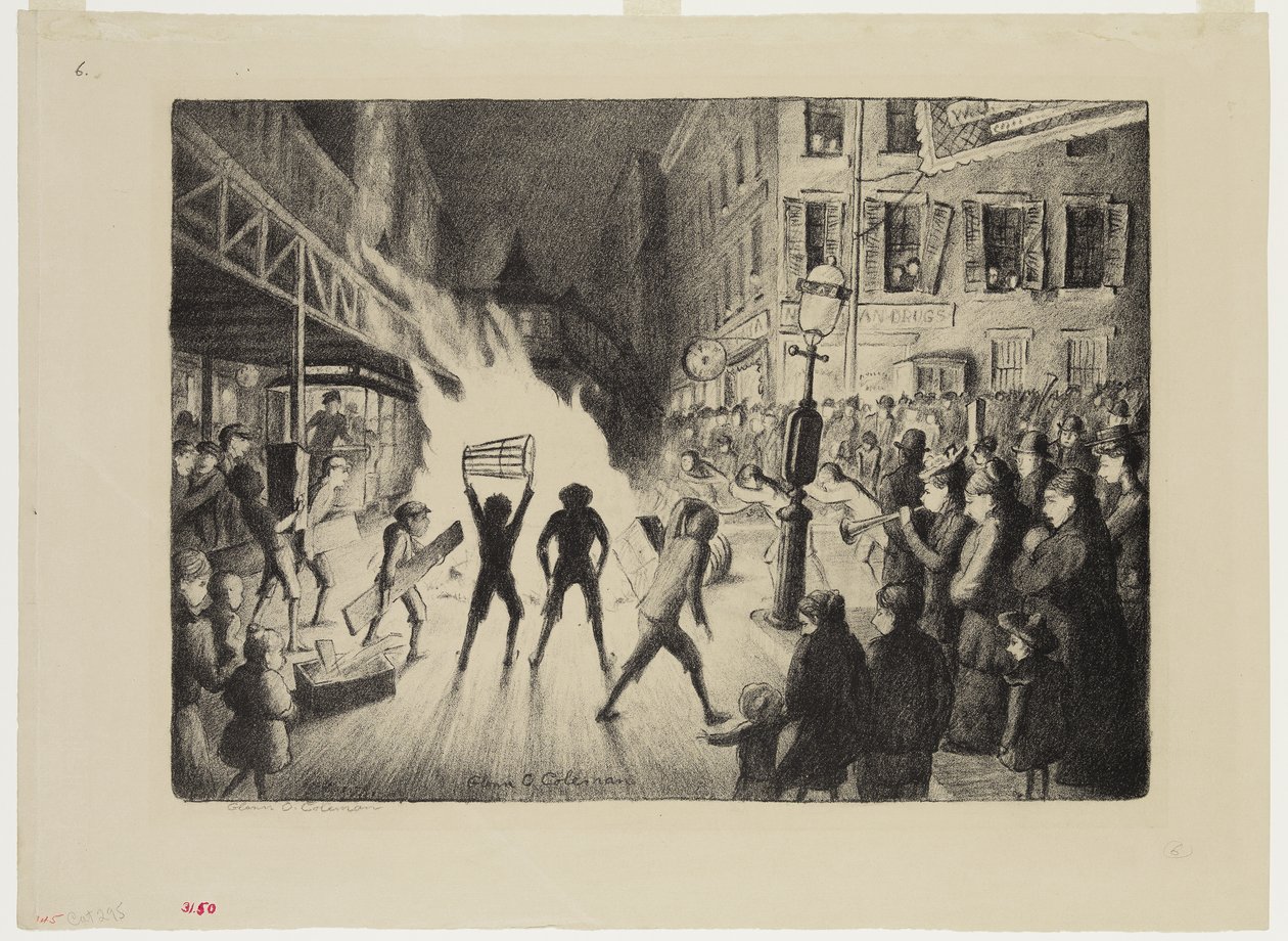 Wahlabend-Feuer, 1928 von Glenn O Coleman