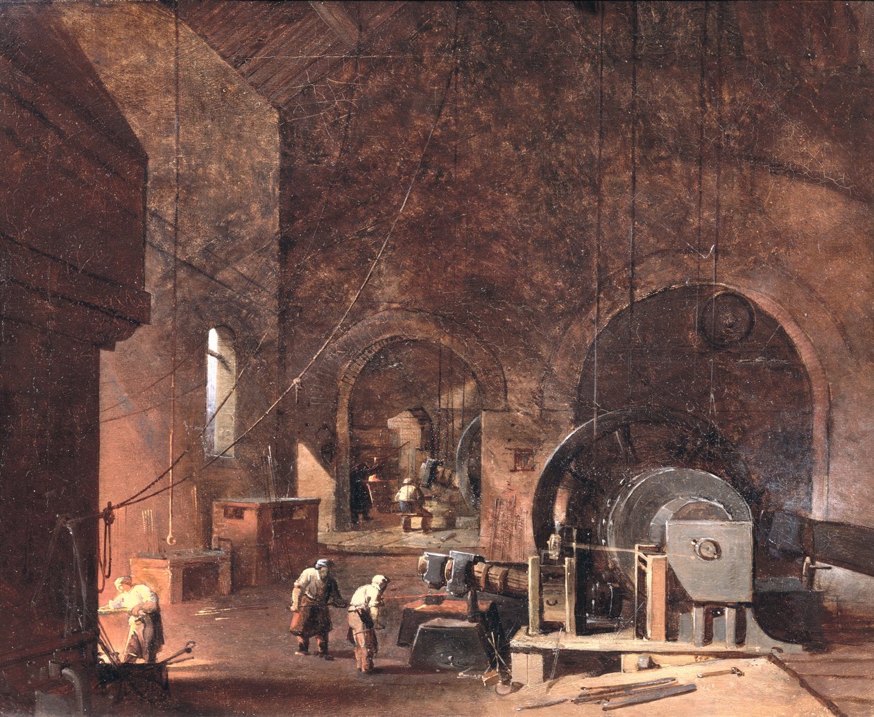 Innenansicht eines Eisenwerks, ca. 1850-60 von Godfrey Sykes