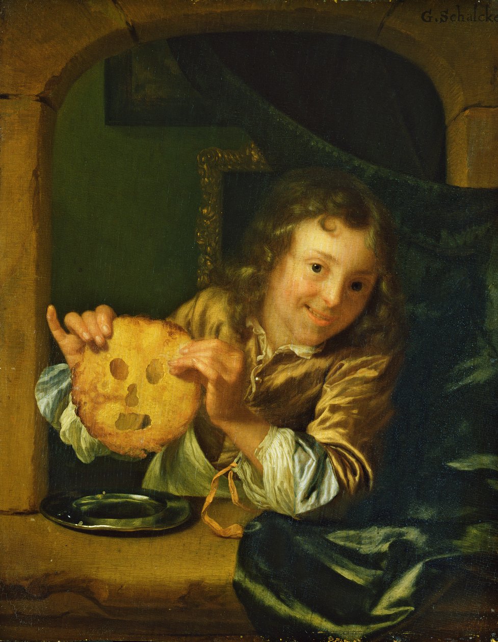 Junge mit Pfannkuchen von Godfried Schalcken