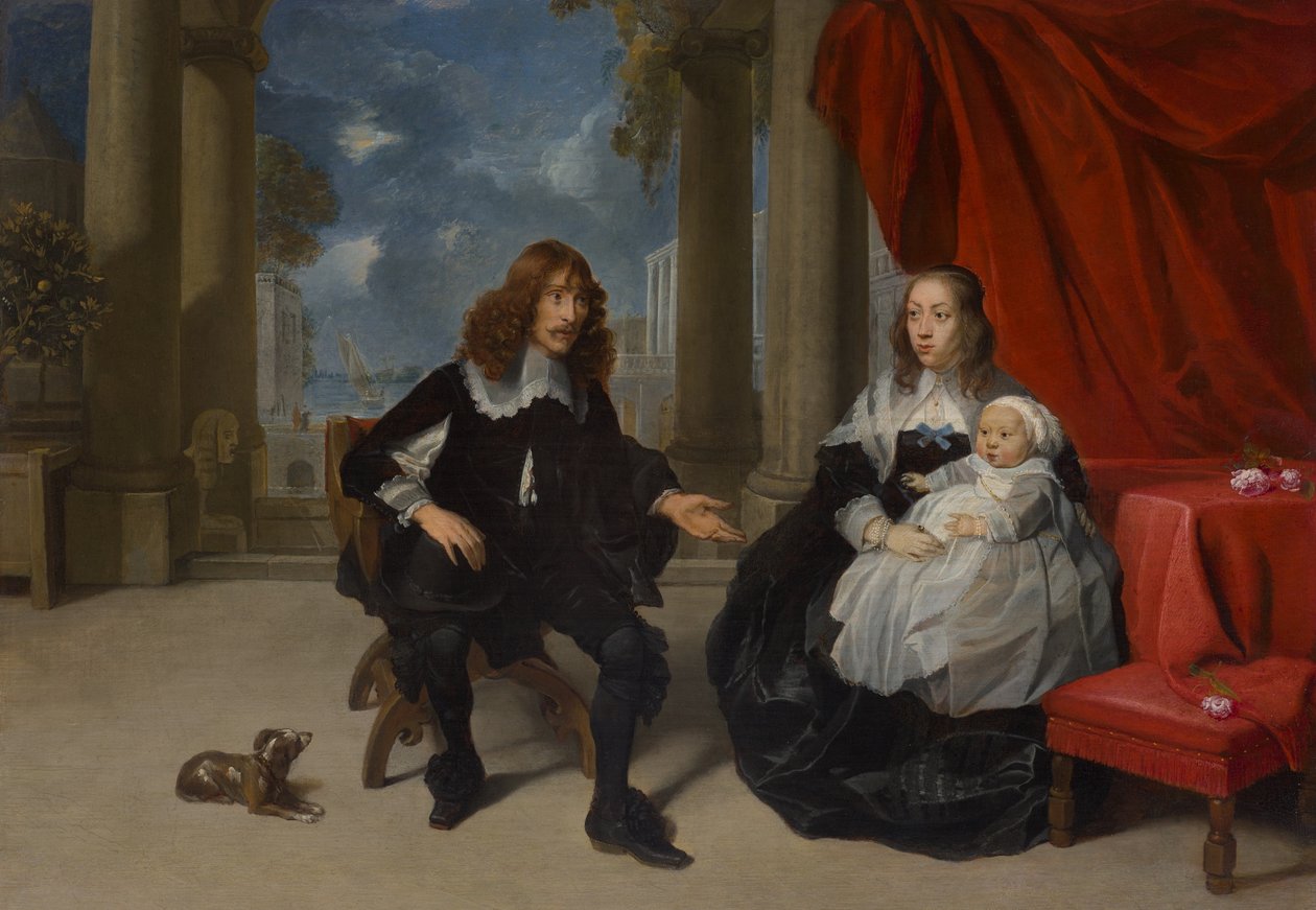 Eine Familie auf einer Terrasse von Gonzales Coques