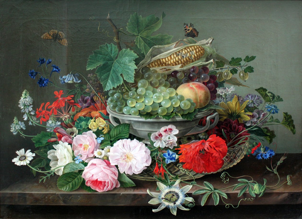 Stillleben mit Obstkorb von Gottfried Wilhelm Voelcker