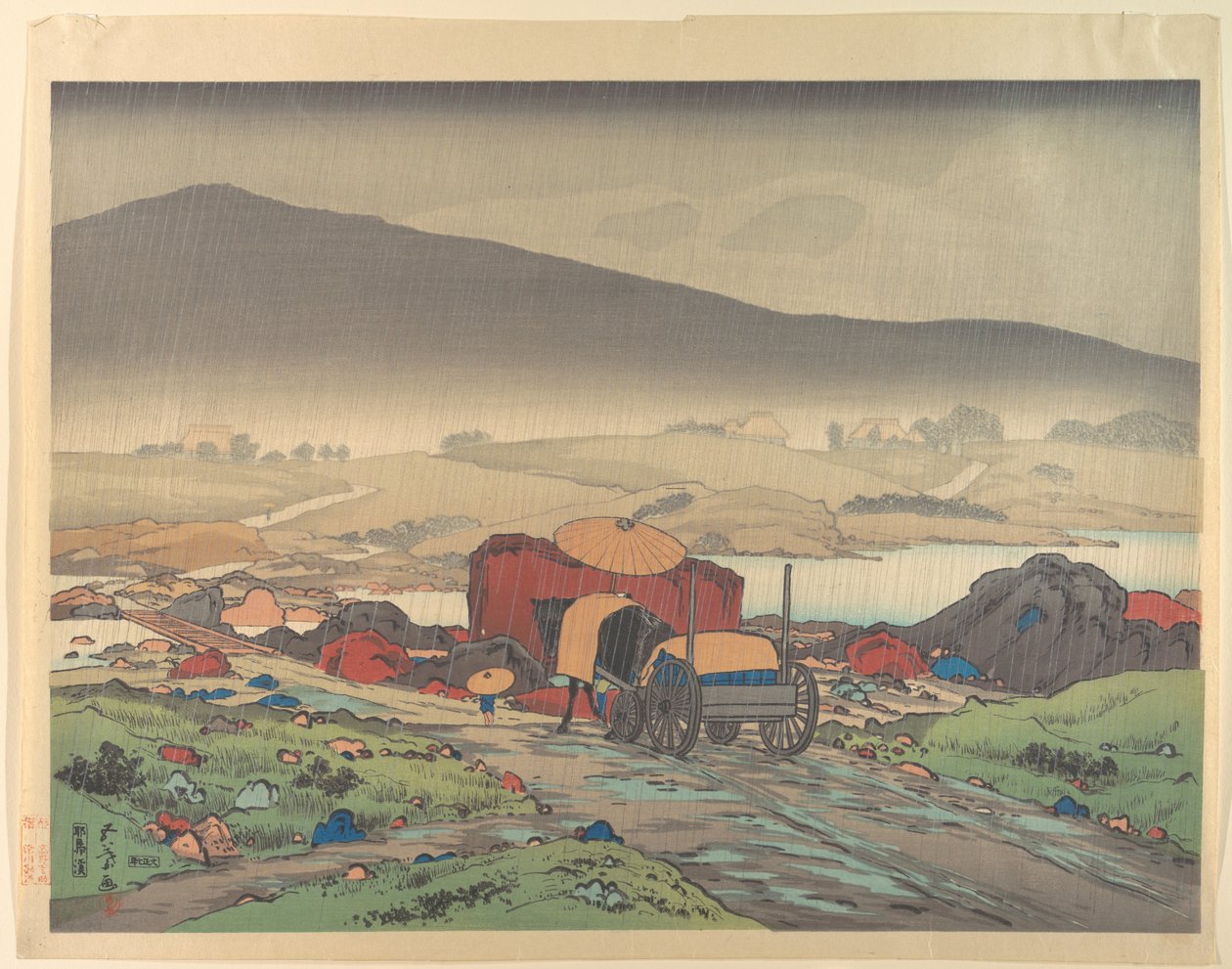 Regen bei Yabakei von Goyo Hashiguchi