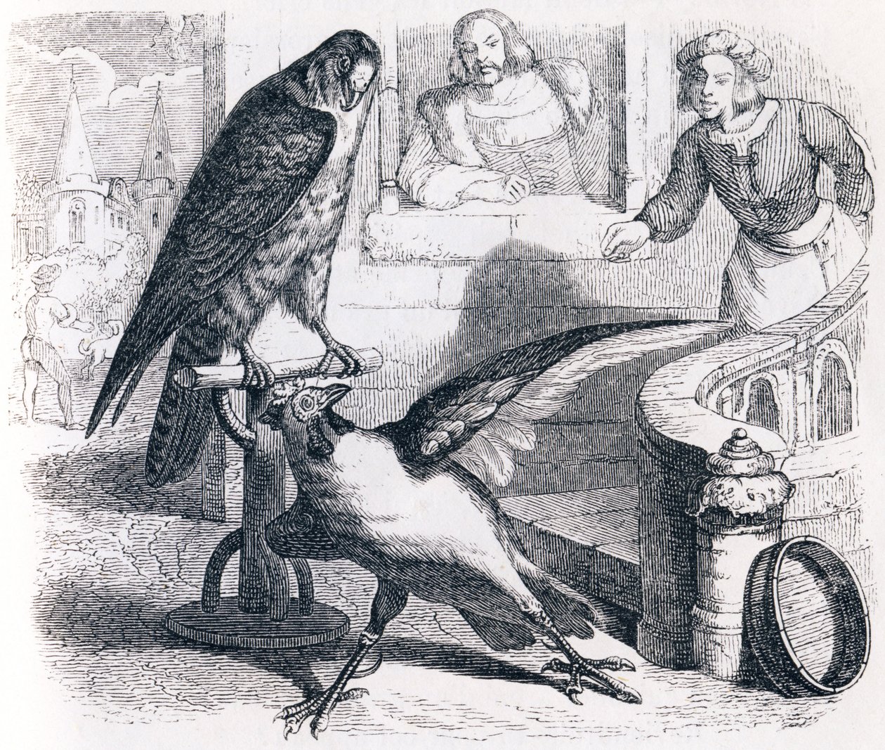 Der Falke und das Huhn von Grandville