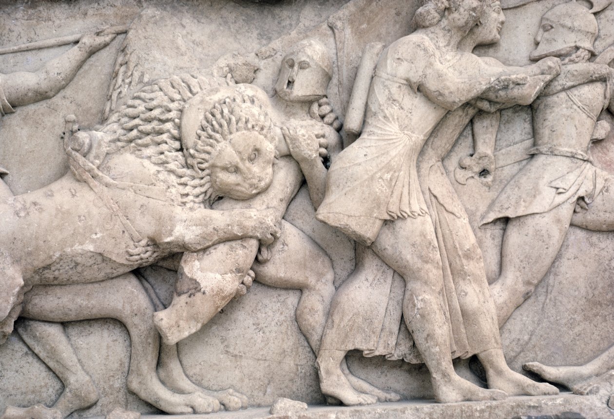 Kämpfe vor Troja, Fries aus dem Schatzhaus der Siphnier, um 525 v. Chr. von Greek