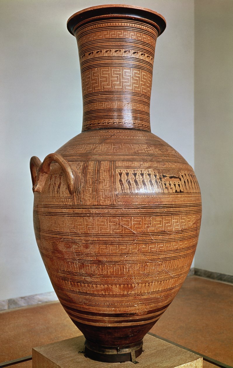 Die Dipylon-Amphora, Graburne im geometrischen Stil aus der Kerameikos-Nekropole, Athen, ca. 750 v. Chr. von Greek