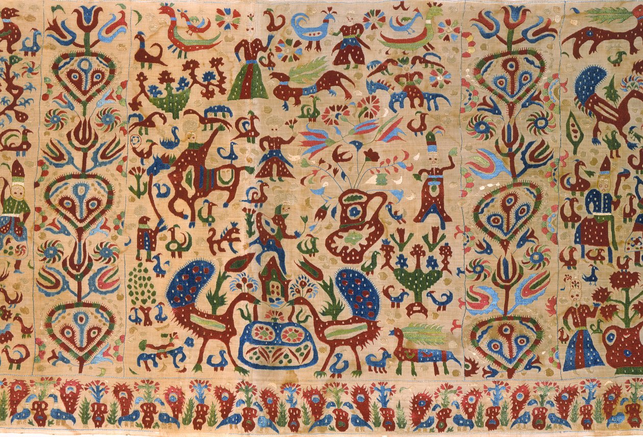 Teil einer Brautbettverzierung, von Ioannina, Ipeiros (Detail) von Greek School