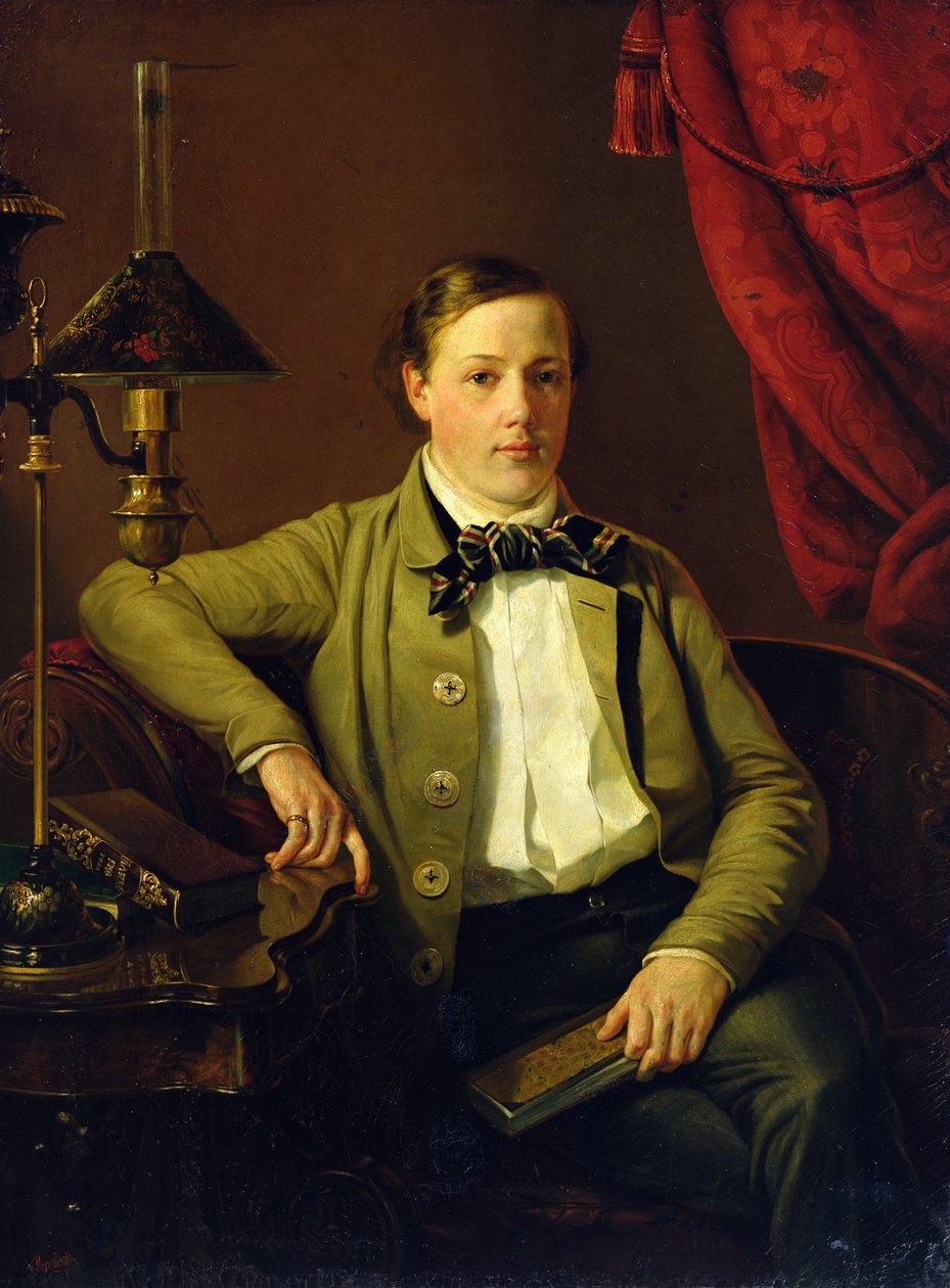 Porträt von Apollon Maykov, 1840 von Grigory Mikhailov