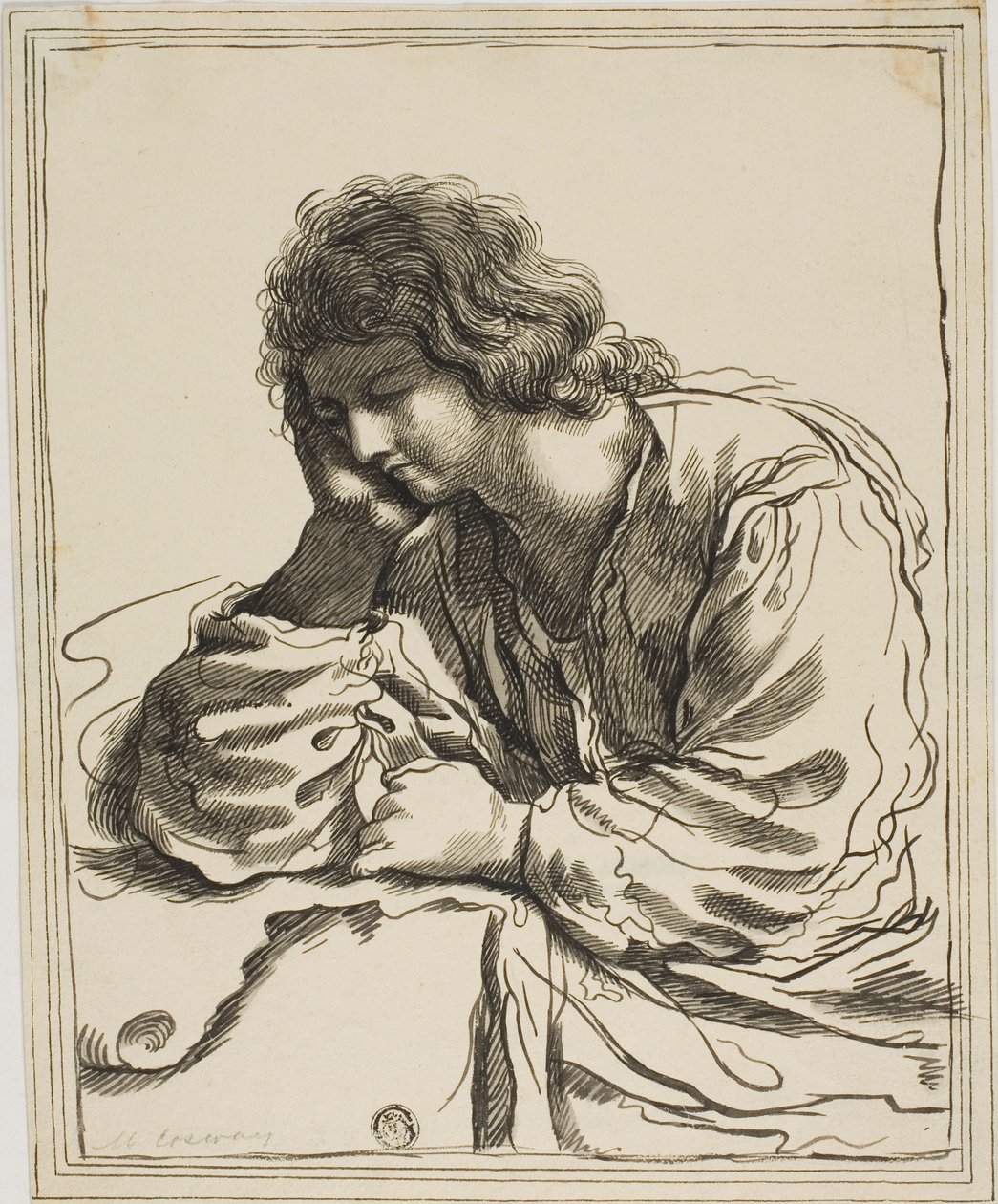 Der heilige Johannes der Evangelist in Meditation von Guercino