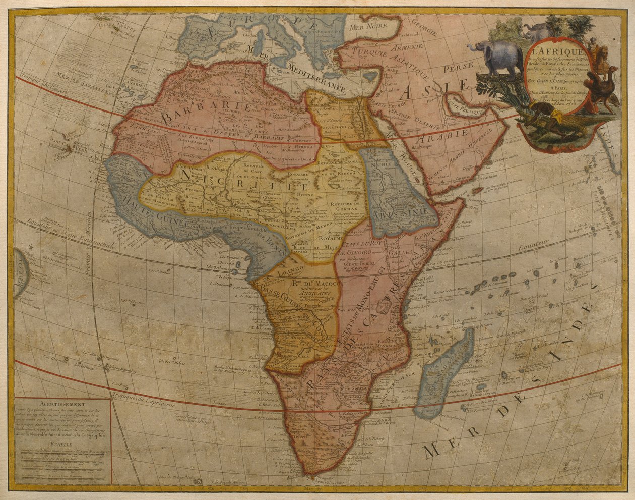 Karte von Afrika, veröffentlicht 1700, Paris von Guillaume Delisle