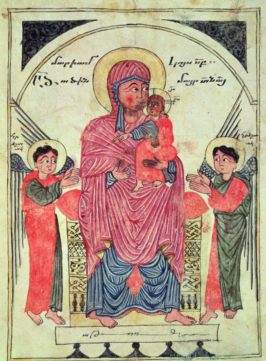 Ms 481 fol.8v Maria mit Kind und Engeln, aus einem Evangelium, 1330 von Guirages