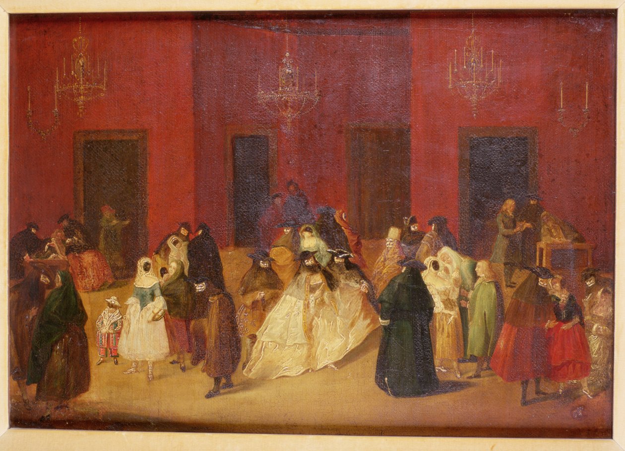 Ein Maskenball auf dem Markusplatz im Café Florian, Venedig von Guiseppe Ponga