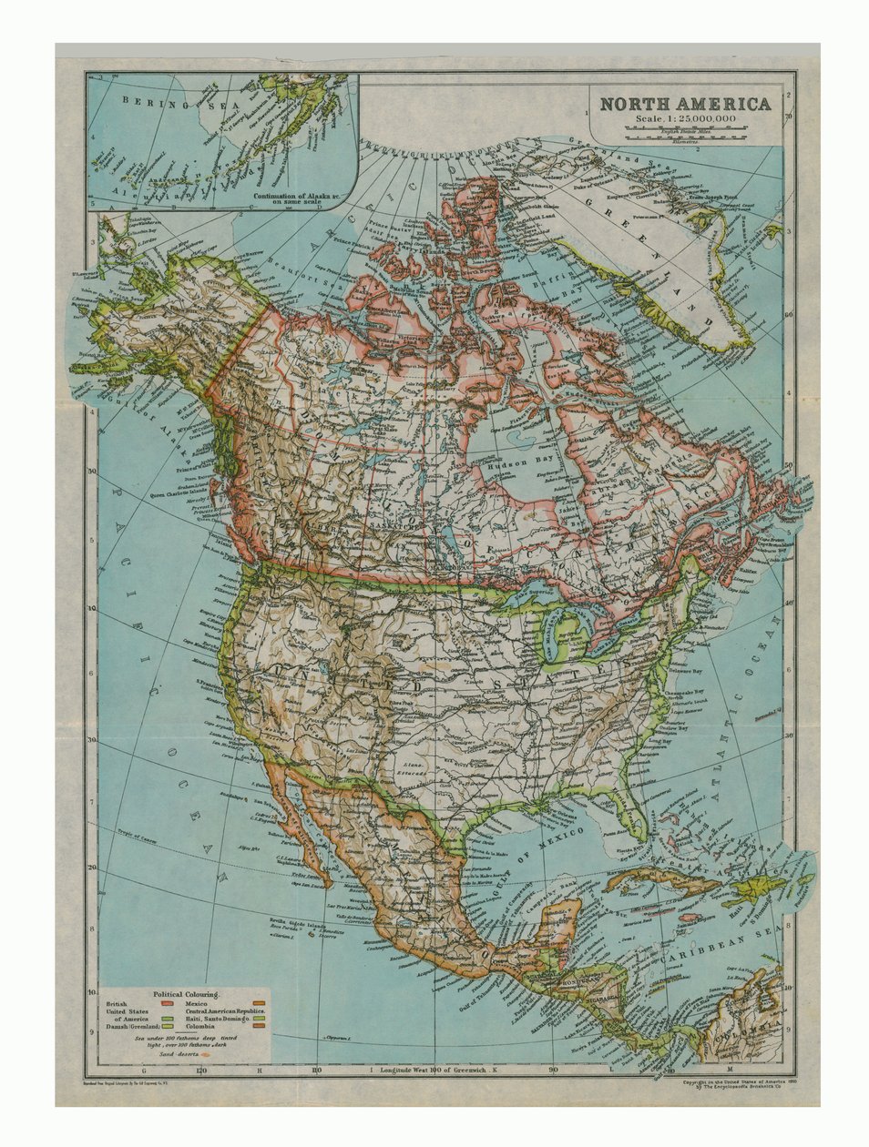 Karte von Nordamerika, ca. 1910 von Gull Engraving Company