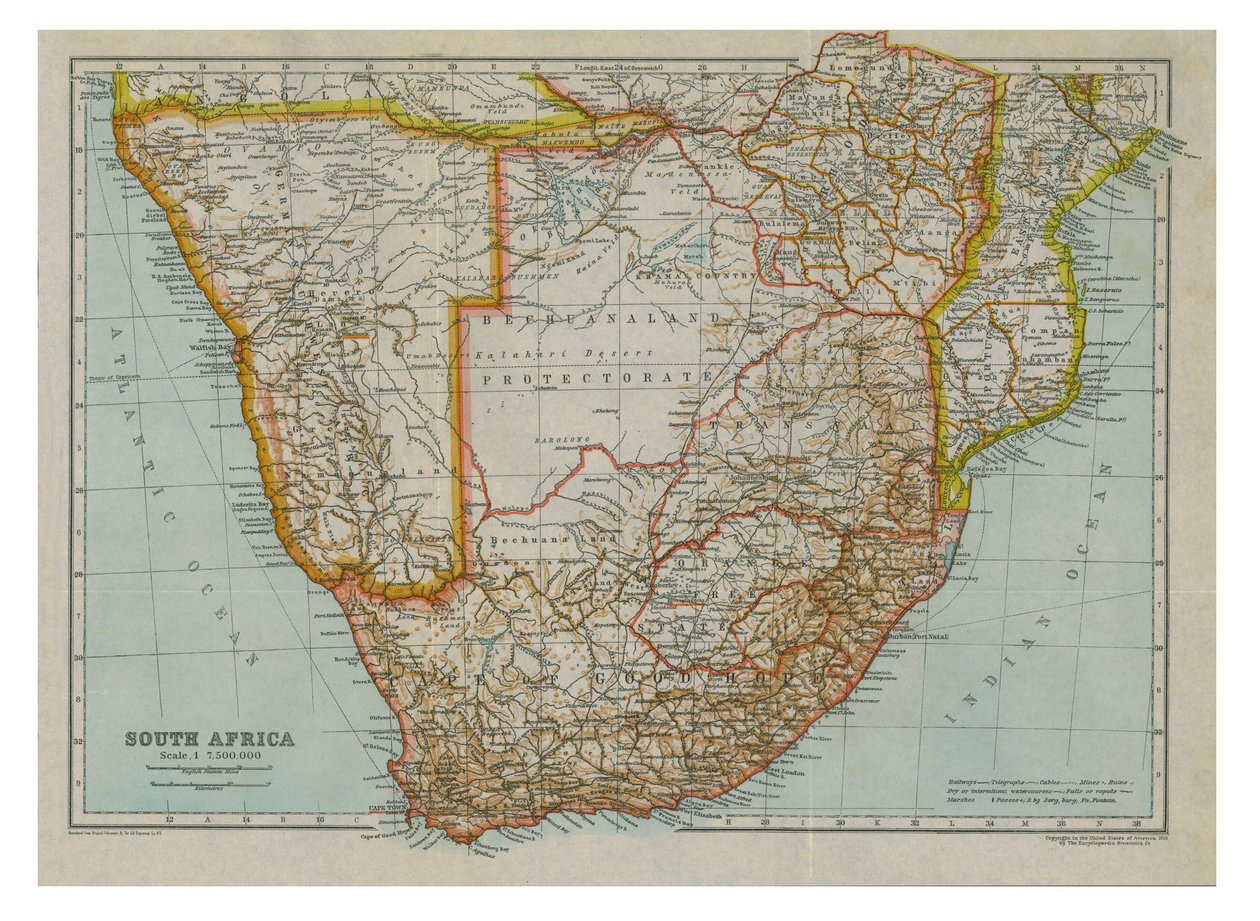 Karte von Süd-Südafrika, ca. 1910 von Gull Engraving Company