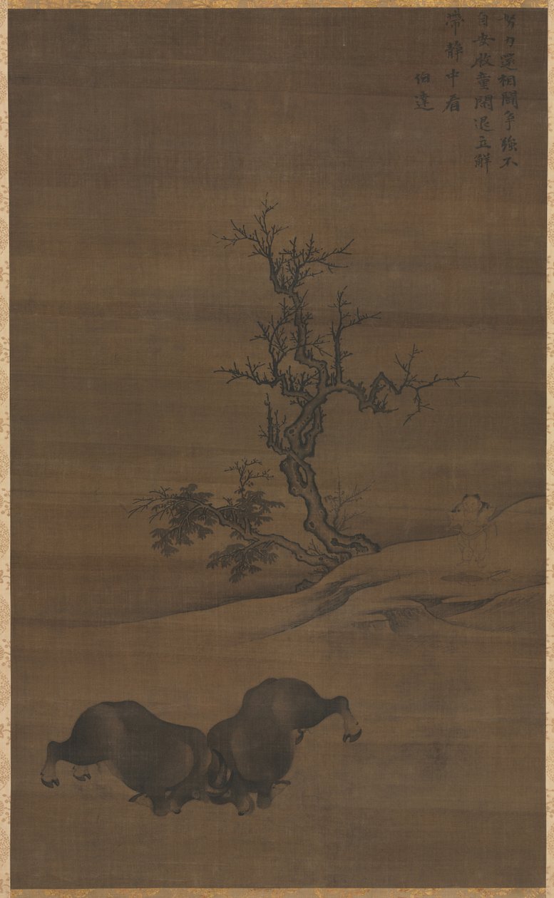 Hirtenjungen und Büffel in der Landschaft, 1200er Jahre von Guo Min