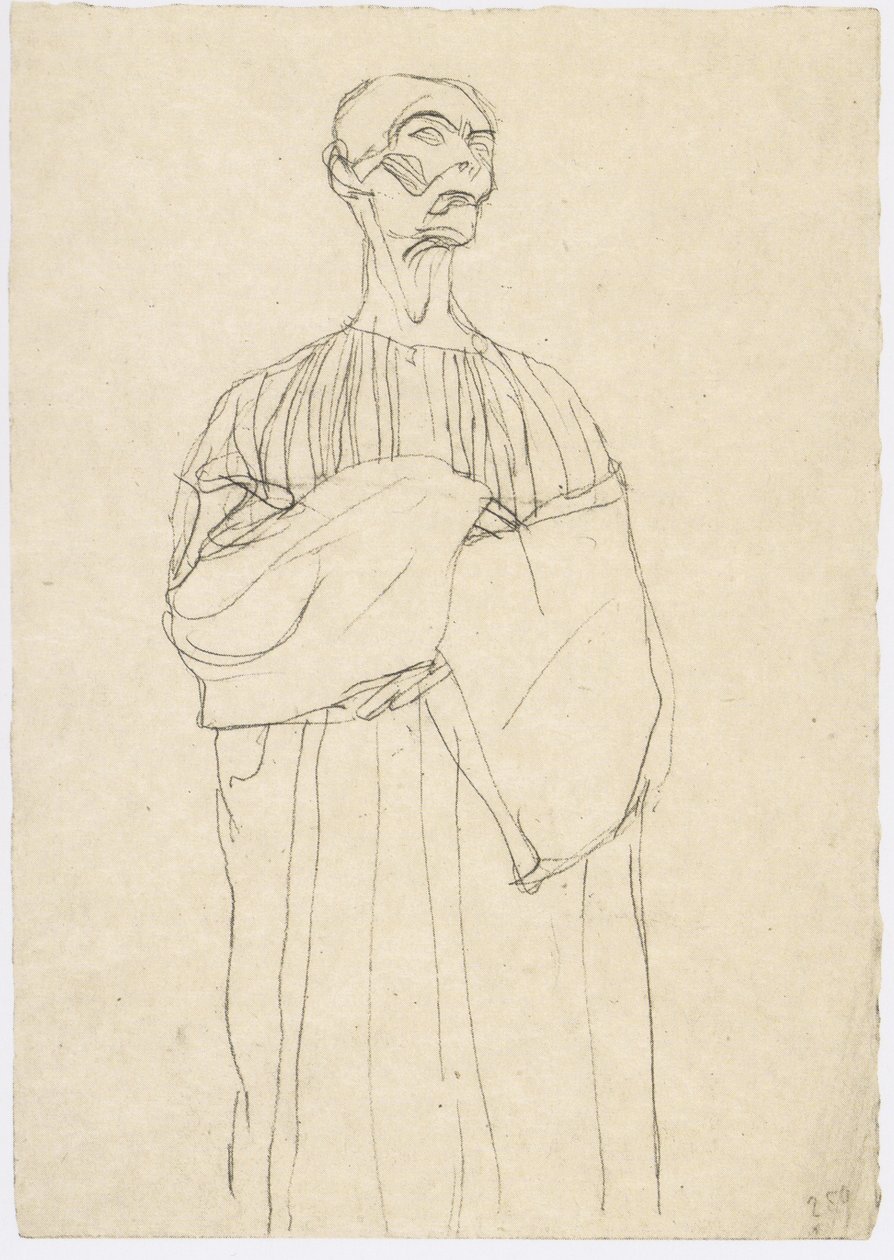 Kniestück eines Mannes in langem Gewand nach rechts von Gustav Klimt