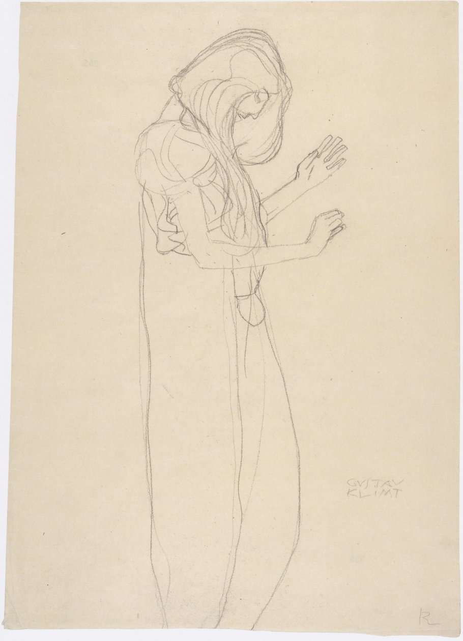Stehende weibliche Gestalt nach rechts von Gustav Klimt