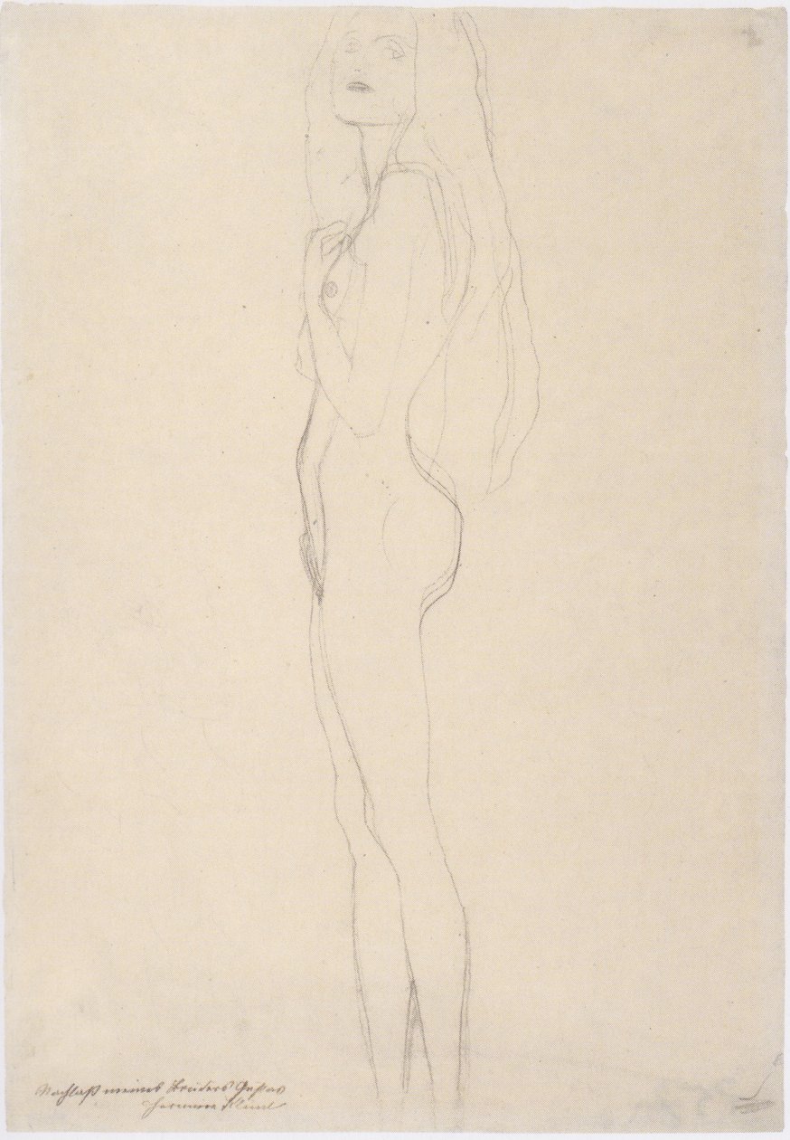 Stehender Mädchenakt nach links von Gustav Klimt