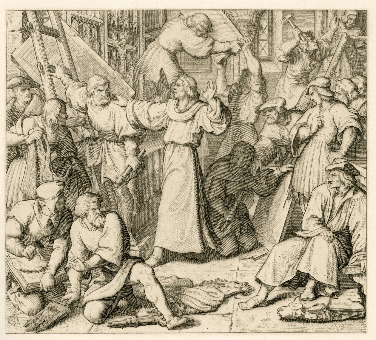 Martin Luther gegen den Bildersturm von Gustav Ferdinand Leopold Konig