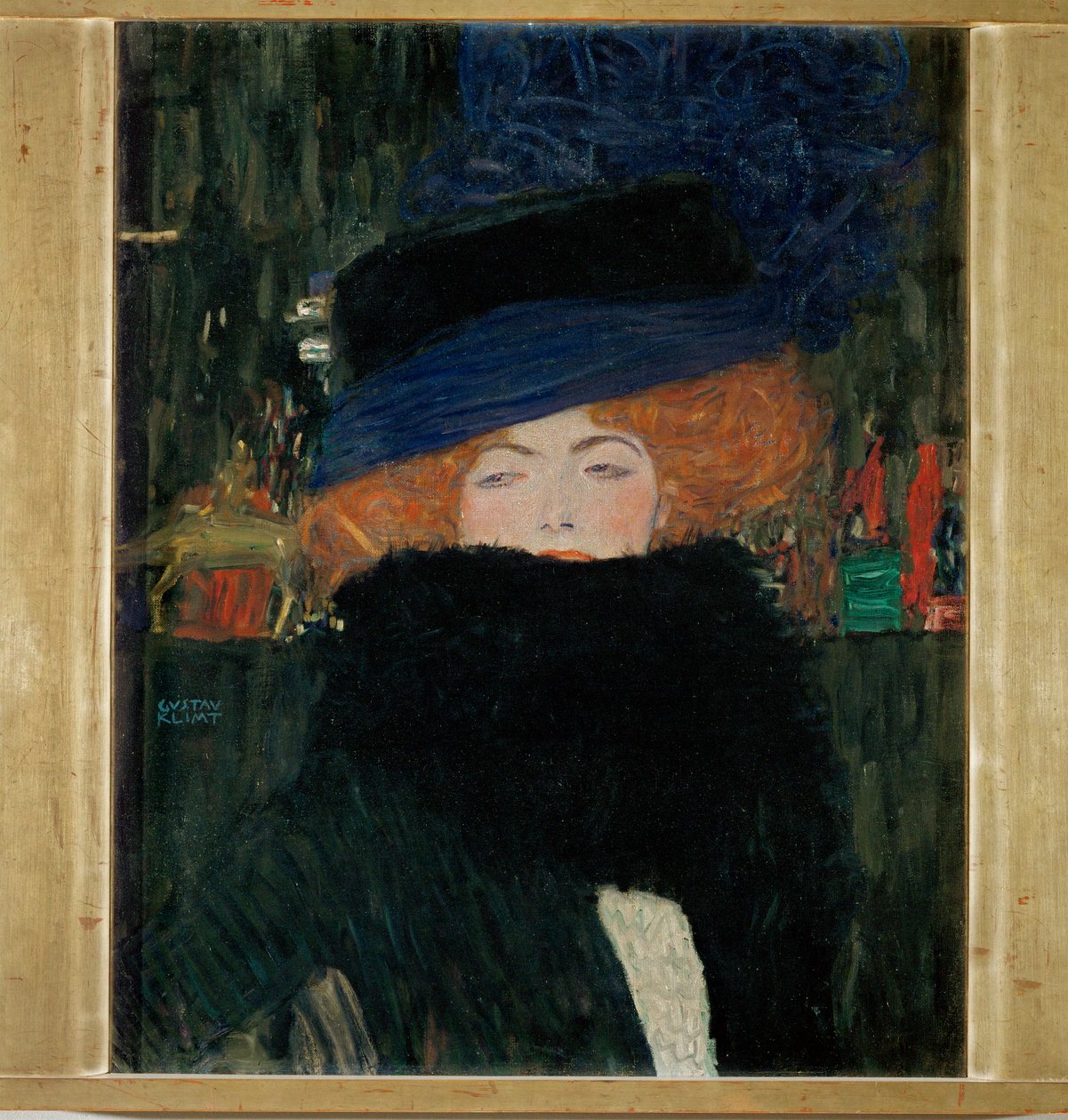 Dame mit Hut und Federboa von Gustav Klimt