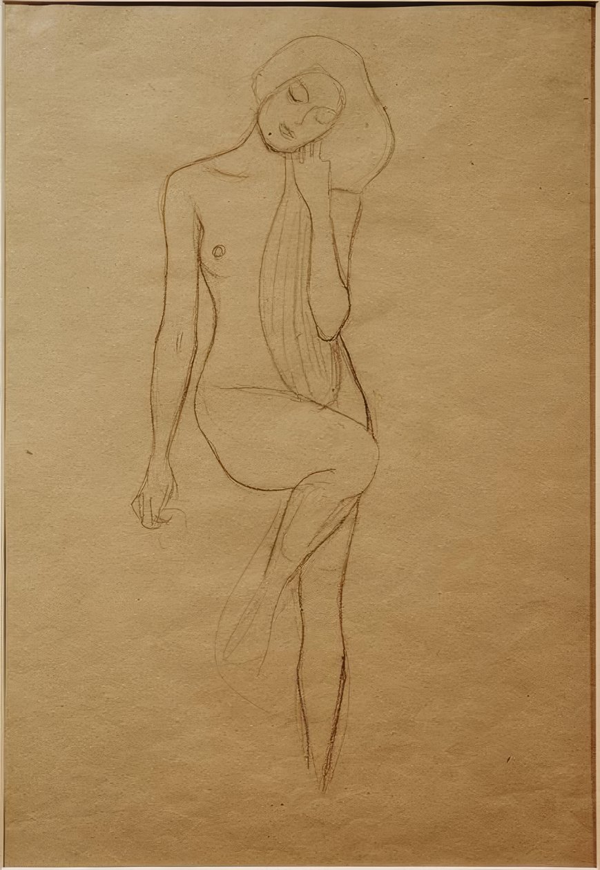Stehender Frauenakt mit gehobenem rechten Bein von Gustav Klimt