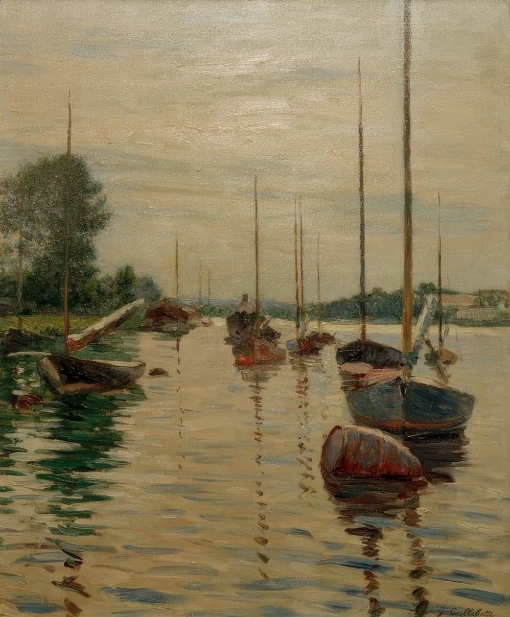 Boote vor Anker auf der Seine von Gustave Caillebotte