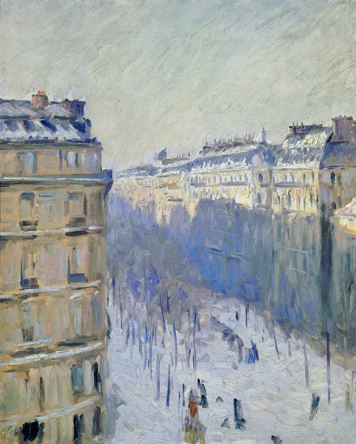 Boulevard Haussmann, Schneeeffekt (Flers) von Gustave Caillebotte