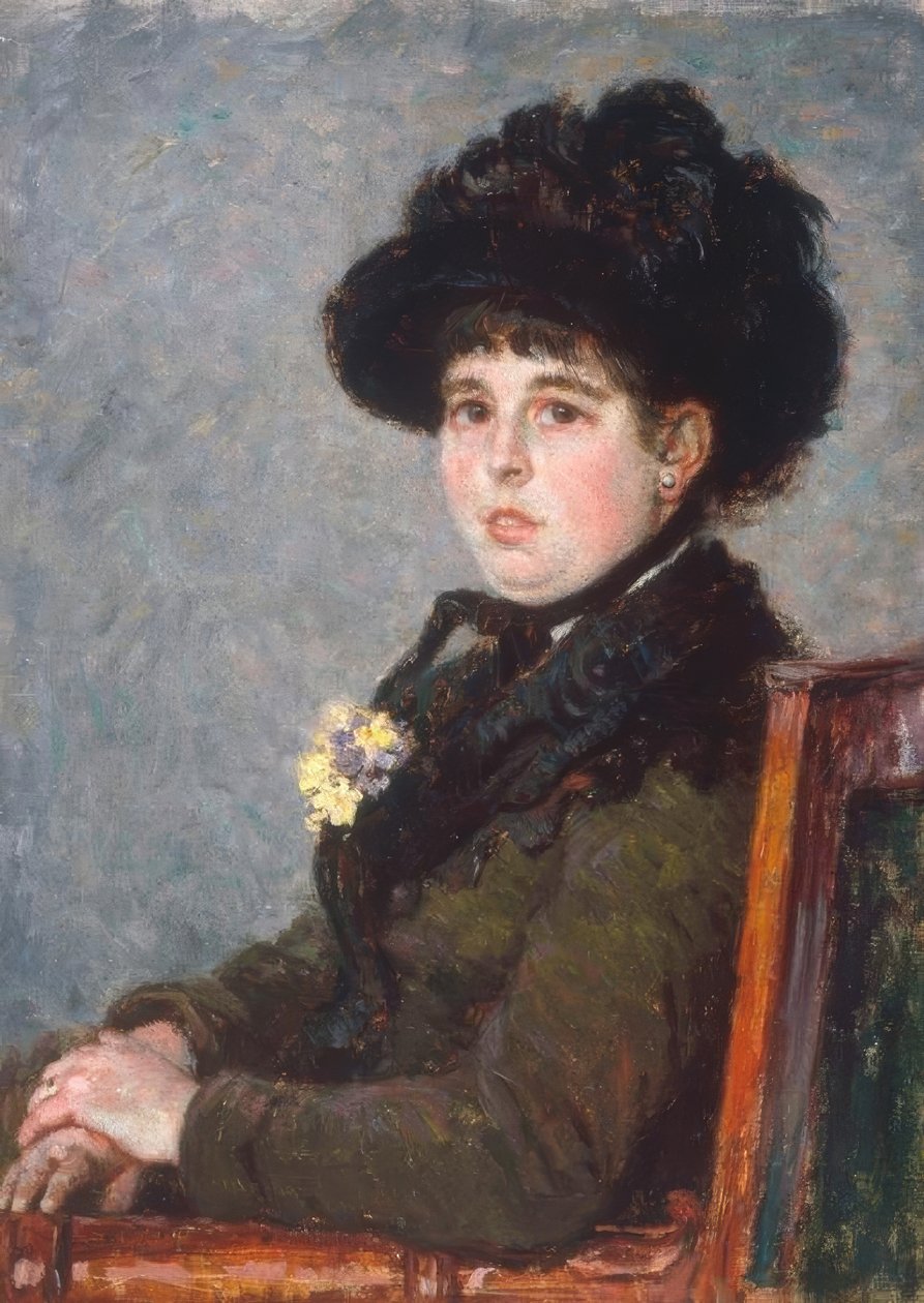 Porträt einer Frau mit Federhut von Gustave Caillebotte