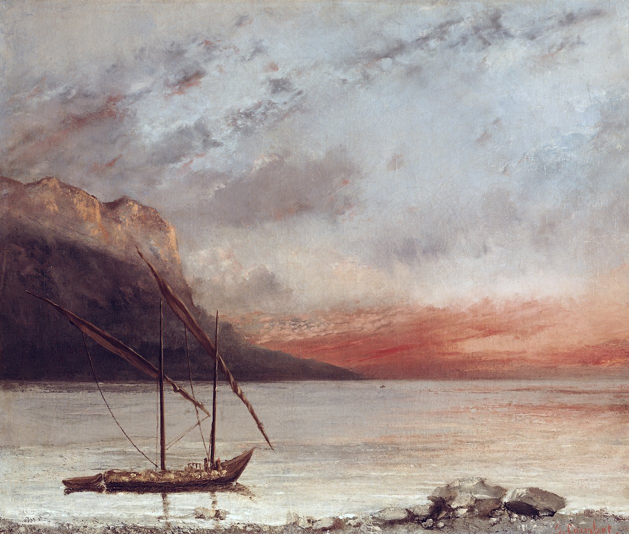 Sonnenuntergang über dem Genfersee, 1874 von Gustave Courbet